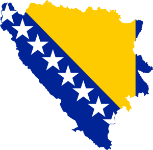 Bosnia and Herzegovina map and flag