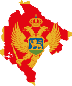 Montenegro map and flag