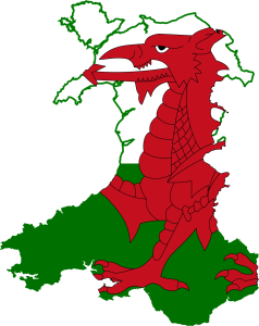 Wales map and flag