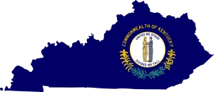 Kentucky map and flag