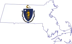Massachusetts map and flag