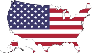United States map and flag