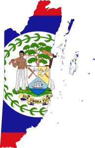 Belize map and flag