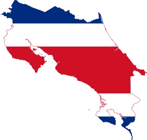 Costa Rica map and flag