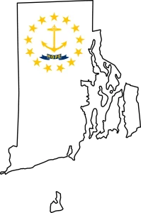 Rhode Island map and flag
