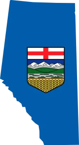 Alberta, Canada map and flag