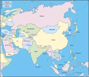 Map of countries of Asia