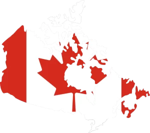 Canada map and flag