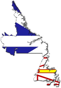 Newfoundland and Labrador, Canada map and flag