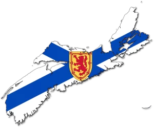Nova Scotia map and flag