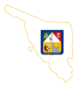 Sonora State, Mexico map and flag