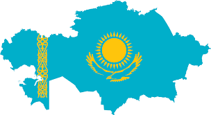 Kazakhstan map and flag