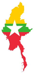 Myanmar map and flag