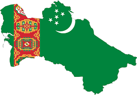 Turkmenistan map and flag