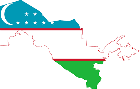 Uzbekistan map and flag