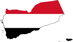 Yemen map and flag
