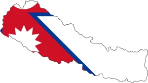 Nepal map and flag